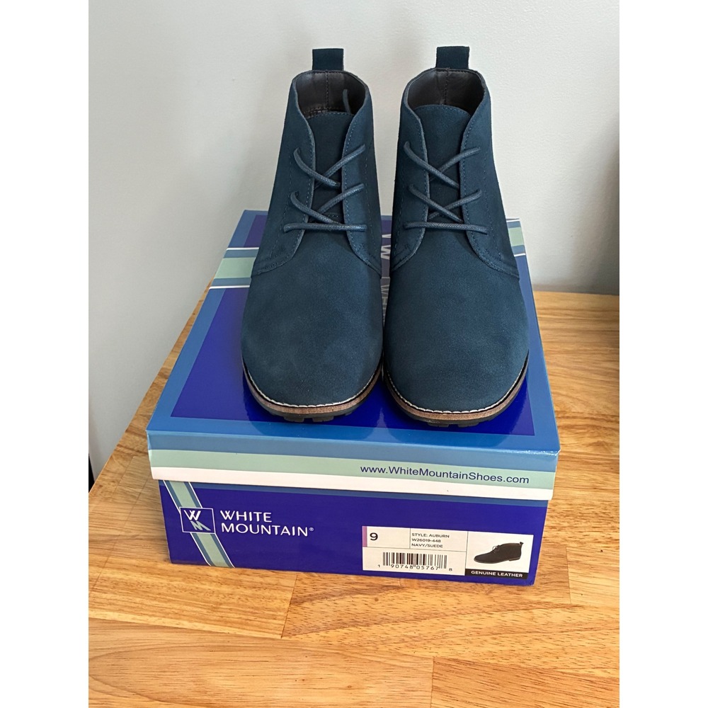 White Mountain Auburn Navy Suede Leather Lace Up Ankle Lug Booties - Size 9 - Picture 13 of 14